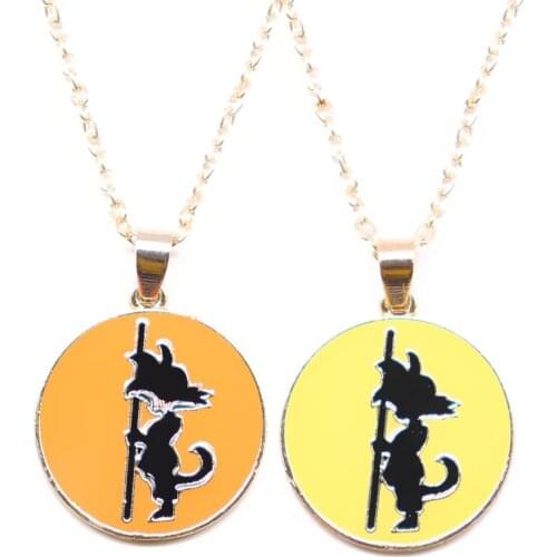 Round Coin Goku Necklace Anime Trinket Creative Jewelry Link Chain Pendants Necklaces Men Women Gift 60cm