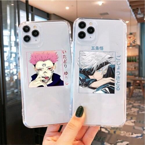 Cute Anime Jujutsu Kaisen Phone Case for Iphone 12 11 Pro X Xs Max XR 7 8 Plus Cartoon Yuji Itadori Fushiguro Megumi soft Cover