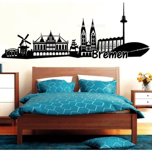 Wall Decal City Skyline Bremen Vinyl Wall Sticker Fashion Exquisite Decoration For Bedroom City Building Silhouette Decal LL892