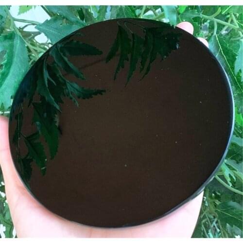 New arrivals top quality 100% natural black obsidian stone circle disk round plate fengshui mirror for home & office decor