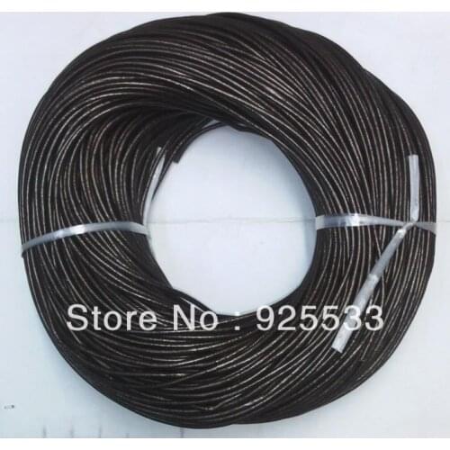 100yards/Roll Pearly Lustre Coffee Brown True cowhide Beading Cord 2mm Wire Handcraft Accessories for bracelet DIY free shiping