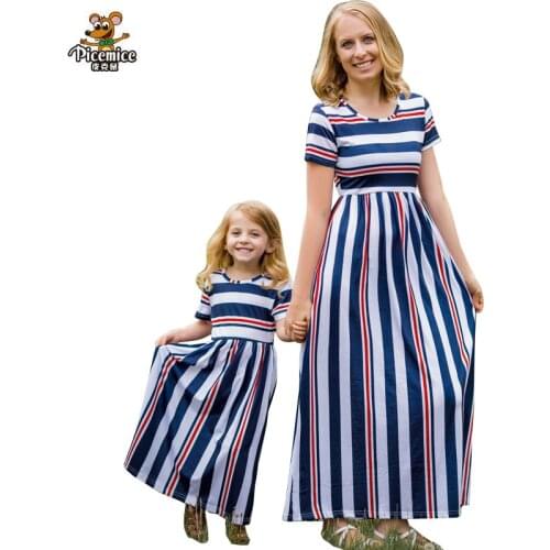 Mother Daughter Dress Children Clothing Fashion Mom And Kids family Look Stripe Family Matching Outfits Baby Girls Clothes Dress