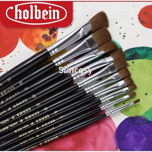 Holbein Flat Watercolor Brush, F Series, Horsehair Material, Master Painting Professional Brush,Good Elasticity, Wide Shape