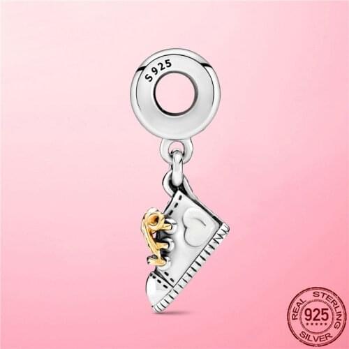925 Sterling Silver Baby Shoe Dangle Charm Pendant fit Original Pandora Bracelet Necklace DIY 925 Silver Jewelry Gift