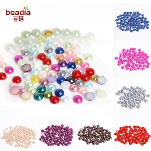 600pcs 8mm Milticolor Flatback Half Round Pearl Craft ABS Imitation Pearl Resin Scrapbook Beads For DIY Jewelry DIY Bracelet