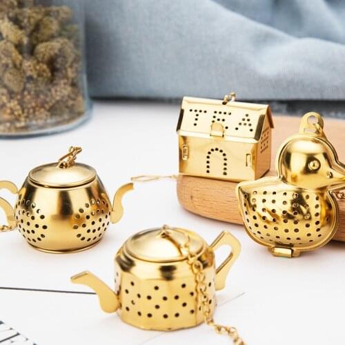 Stainless Steel Gold-plated Tea Leaking Filter Mesh Coffee Bubble Tea Filter Environmental Protection Tea Ball
