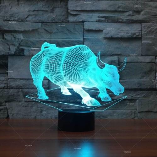 Cross-border Bull Modeling Bedside 3d Lamp Bedroom Table 3d Light Fixtures Creative Gift Decoration Led Night Light