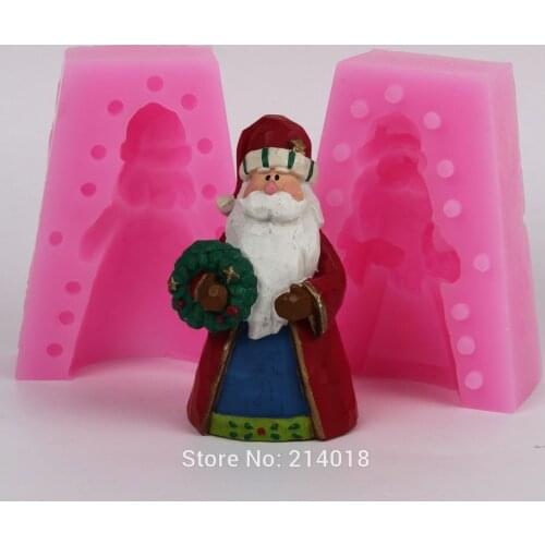PRZY New Year 3D Santa Claus Soap Mold Candle Mould Silica Gel Christmas Wreath Cake Decoration Resin Silicone Rubber 001