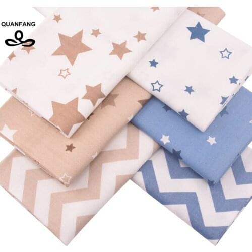 QUANFANG 6pcs/lot Stas Series Printed Twill Cotton Fabric For Patchwork Cloth DIY Sewing Quilting Material Baby Children 40x50cm