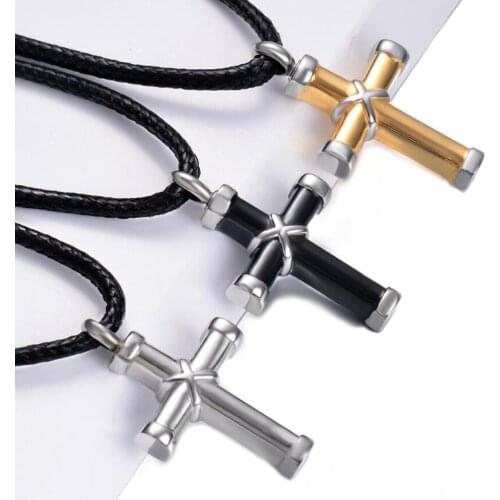 Religious Classic Cross Cremation Jewelry for Ashes Urn Cross Necklace Pendant Stainless steel Memorial Keepsake Pendant