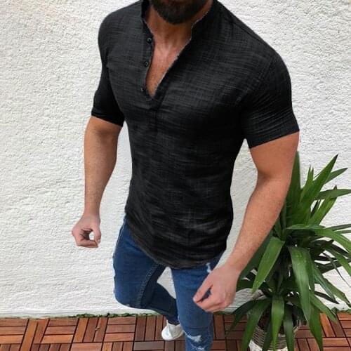 New Mens Casual Blouse Cotton Linen Shirt Loose Tops Short Sleeve Tee Shirt Spring Autumn Summer Casual Handsome Men Shirt