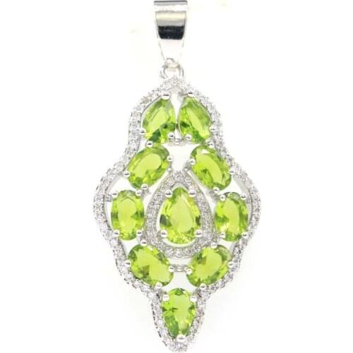 35x35mm SheCrown Elegant Big Created Red Blood Ruby Silver Pendant for Women CZ Bridal Jewelry Hot Selling