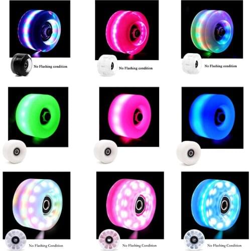 Led Light Up Wheels Suitable for Quad Roller Skates With Magnetic Core Outdoor Skating Slide Women Girl Colorful Sneaker 58x32