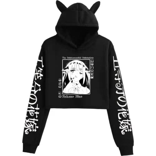 Kawaii Anime Nakano Nino Print Hooded Sweatshirt Go-Tobun No Hanayome The Quintessential Quintuplets Harajuku Unisex Hoodie