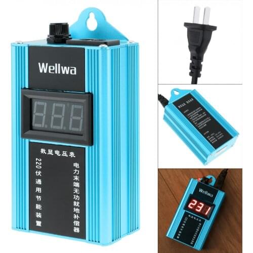 Blue 90KW 110V-220V Smart Power Saver Household Meter Electricity Saving Box with Screen Display for Family / School / Factory
