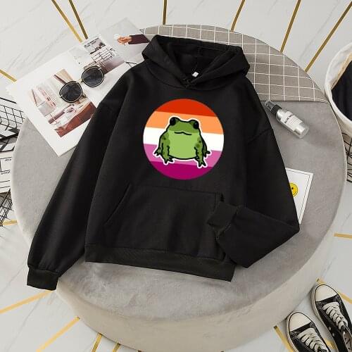 Frog Printed Hoodies Sweatshirt Women Funny Hoodie Cute Hip Hop Kawaii Harajuku Oversized Womens Tops Clothes Korean Streetwear