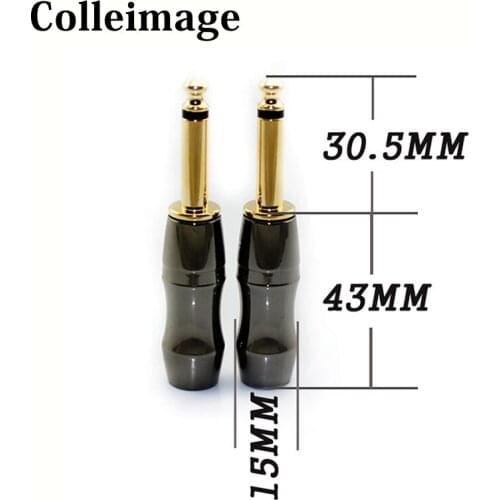 1/4" 6.35mm Male Mono Headphone Microphone Earphone Plug HiFi Audio Connector For Guitar Monitor Mixer Gold Plated Brass 1PC