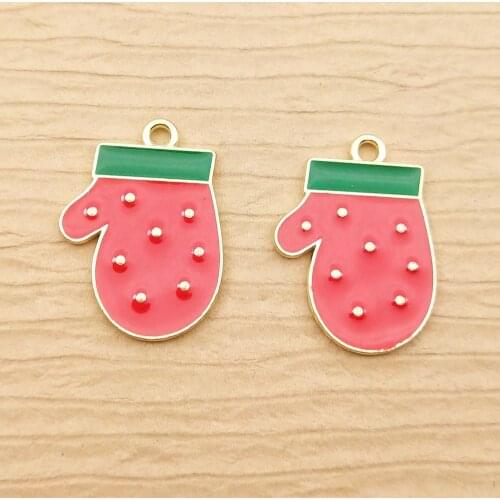 10pcs 15x21mm enamel christmas glove charm for jewelry making crafting fashion earring pendant necklace bracelet charms