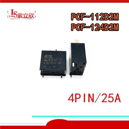 10PCS/LOT 100%New relay PCF-112D2M 12VDC PCF-124D2M 24VDC PCF 112D2M 25A 250VAC 1 group normally open 4PIN