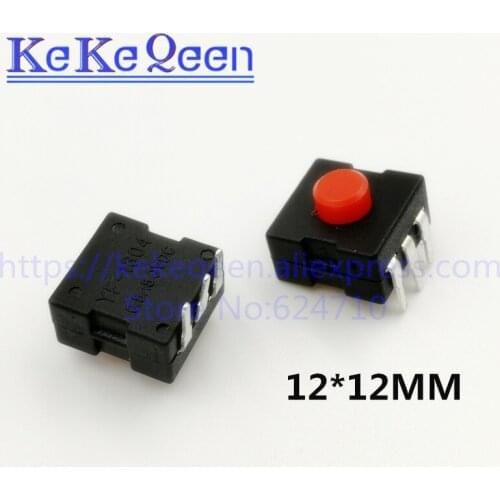 10PCS/LOT 1212-223DB 12*12mm Bending Foot 3pins Red Button LED Flashlight ON-OFF-ON-OFF