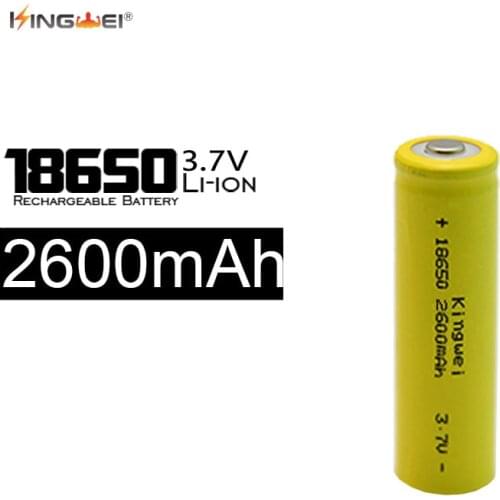 100% New Brand KingWei Yellow 18650 Battery 2600mah 3.7v Li-ion Rechargeable Lithium Batterie for Torch Flashlight