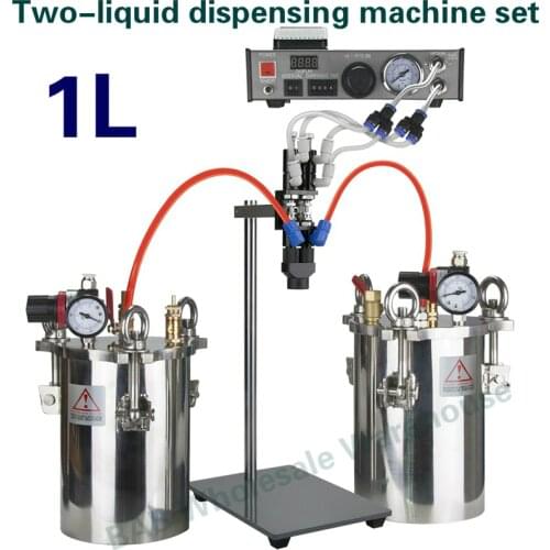 1L Semi Auto Glue Dispenser for Epoxy Resin AB Mixing Doming Liquid Glue Two-liquid Dispensing Machine Equipment