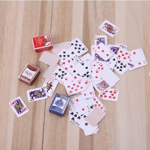 2set Cute Miniature Dollhouse 1:12 Mini Poker Playing Cards Home Decoration Toys