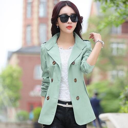 2017 Spring and autumn new womens windbreaker womens casual double-breasted fashion coat windbreaker raincoats 12 3