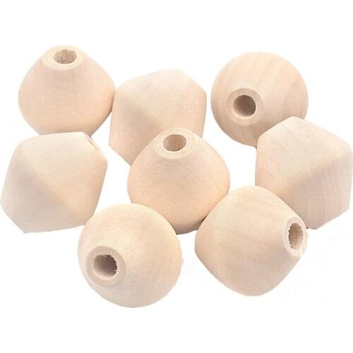 5pcs Big Bicone Shape 30mm Natural Wood Loose Handcraft Big Hole Beads for DIY Crafts Jewelry Making