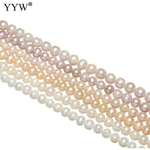 6-7mm Irregular Natural White/Beige/Apricot Freshwater Pearl Loose Beads For DIY Jewelry Making Cultured Potato Natural Pearls