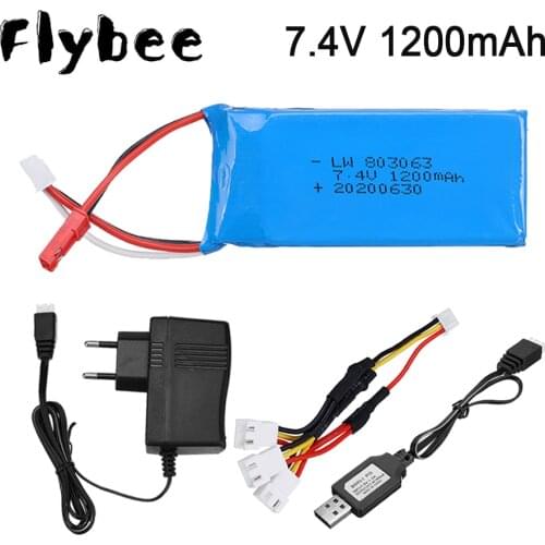7.4V Battery and Charger For WLtoys V666 V262 RC car Parts for YiZhan X6 H16 MJX X101 X102h X1 parts 7.4V 1200MAH LIPO Battery