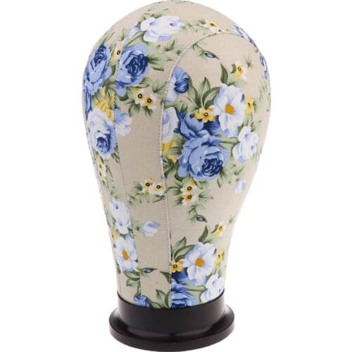 22" Canvas Block Head Training Mannequin Head Salon Wig Hat Eyewear Display Stand Holder Hair Extension Making Tool