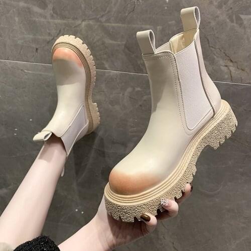 Spring and autumn boots ladies white boots gothic shoes ankle boots women winter thick-soled black boots fashion snow boots