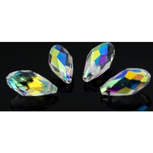 Briolette Pendant Waterdrop AB color crystal beads 8*16mm 10pcs Top quality Teardrop glass beads for jewelry making bracelet DIY