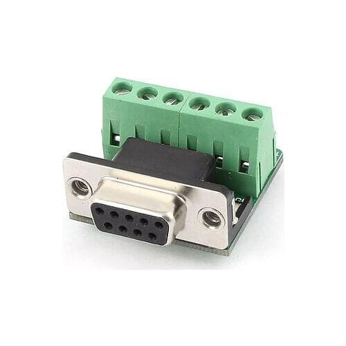 DB9 D-SUB DE9 Female Socket Adapter to 6P Screw Terminals Block Breakout Board