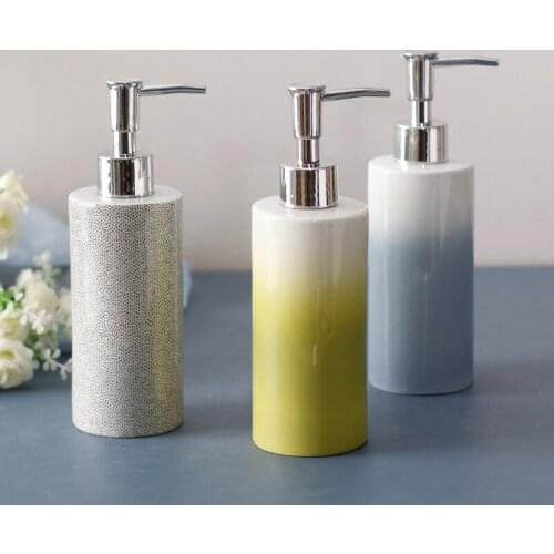 Ceramic Liquid Soap Dispenser Bathroom Shampoo Shower Gel Bottle With 304 SUS Press Head Bath Hardware Gift 280ML European Style