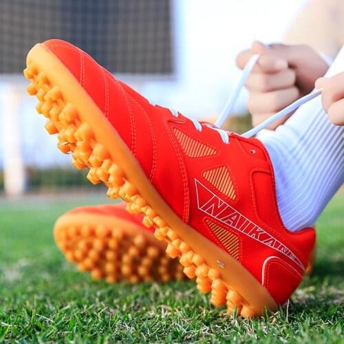 Rxjian Outdoor Men Boys Soccer Shoes TF/FG Football Boots High Ankle women Cleats Training Sport Sneakers Size 30-45 kid soccer