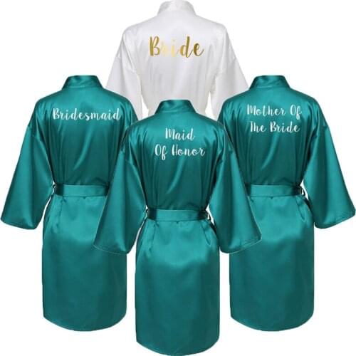 Bride Bridesmaid Robes Satin Silk Robes Robes Women Wedding Robe Dressing Gown Bridesmaid Gold Custom Letter Print Robe