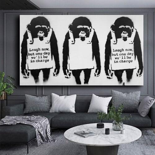 Banksy Art Three Orangutans Canvas Painting Prints Living Room Home Decoration Modern Wall Art Oil Painting Posters Pictures Ar