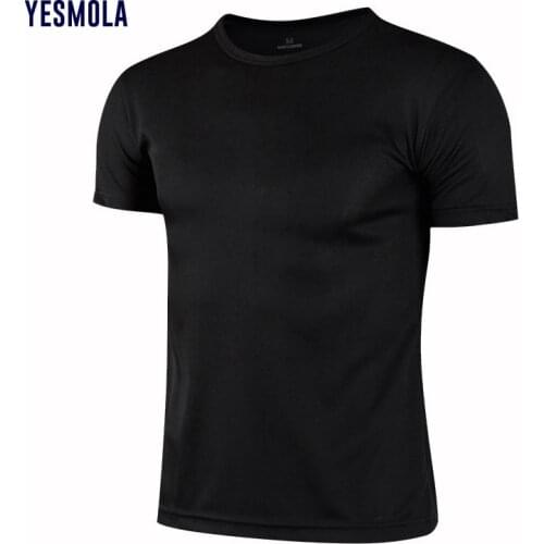 YESMOLA Summer Men T-shirts Soild Sport T Shirt for Men Casual O-neck Tops Tee Shirt Clothes Sportwear Slim Fit Workout Top
