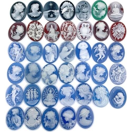 Natural Carved Lady Stones jewelry 27x35mm Cameo Oval Beauty Head Pendant Agates Gems jewellery for Necklace