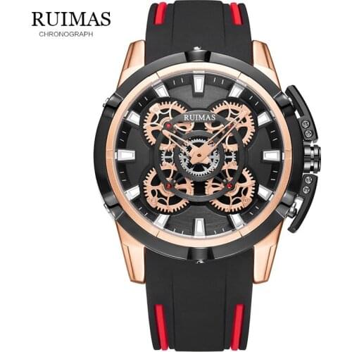 RUIMAS Fashion Men Watch Top Brand Luxury rotatingWaterproof Sport Mens Watches SiliconeQuartz Wristwatches Wristwatch RN547