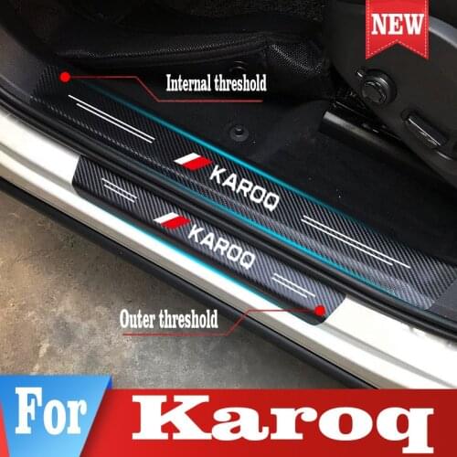 PU Leather Car Sticker Door Sill Plate For Skoda Karoq Auto Threshold Protector Decals Pedal Cover Car Tuning Accessories