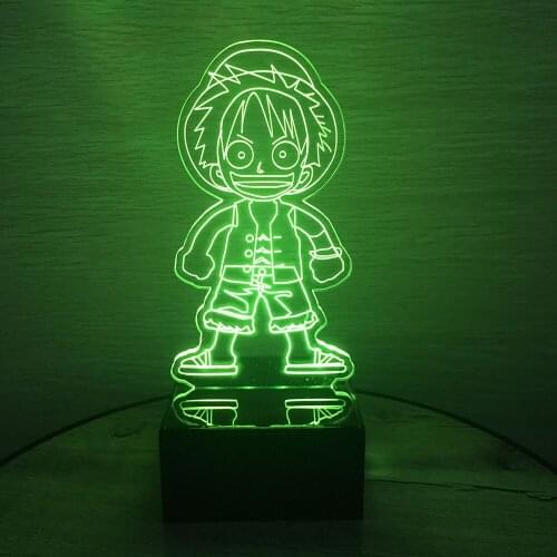 One Piece Action Figure Luffy 3D Led Table Night Light Colorful Acrylic USB LED Lighting LED Lamp Creative Action Figure Toy
