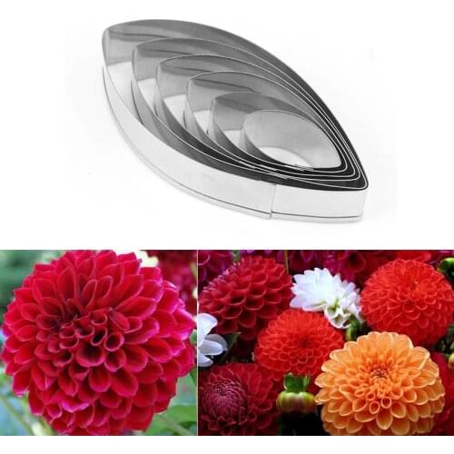 Wholesale 10 Sets(6 pcs/set) Dahlia Petal Set Stainless Steel Candy Biscuit Cookie Cutters Fondant Cake Decorating Tools