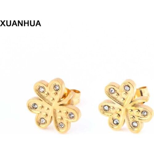 XUANHUA Wholesale Stainless Steel Earings Fashion Jewelry Stud Earrings For Women Jewelry Brincos With Stones Earrings 2019