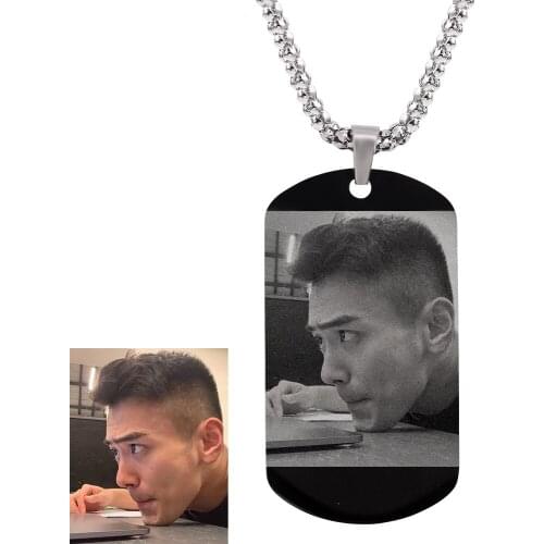 Customized Necklaces Engrave Photo Name Necklace Stainless Steel Pendant Chain Necklace Jewelry For Women ID Tag