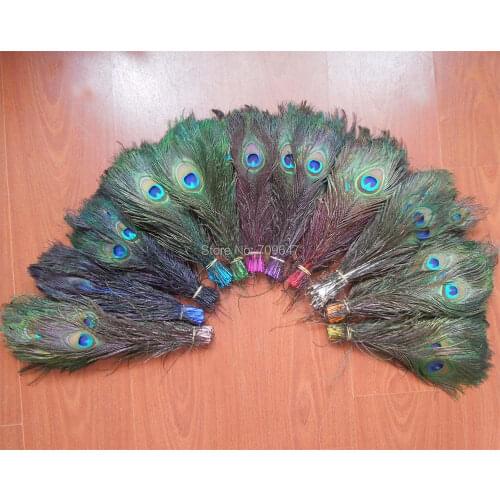 Павлин!50Pcs/Lot! Beautiful Multicolor Tail Feathers,10-12inches 25-30cm long,Loose Tail Feathers,11colours for choice