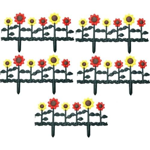 Plastic-Trimmed Garden Wooden Fence-Lawn Flower Bed Plant Border-Decorative Sunflower Landscape Road Slab-5PC