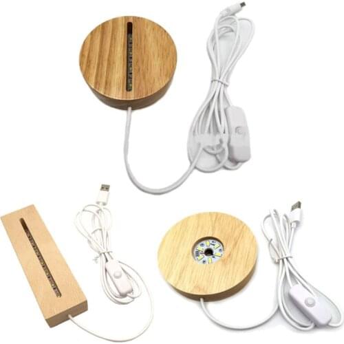 Resin Art Wood LED Light Dispaly Base Crystal Glass Art Ornament LED Night Lamp M2EA